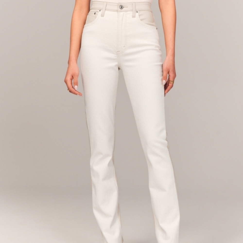 Abercrombie & Fitch 90s ultra high rise straight jeans cream white ivory 6 / 28